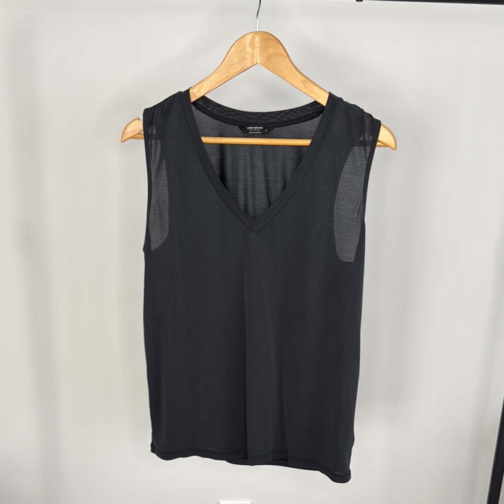 Lucky Brand Black Sleeveless V-Neck Top